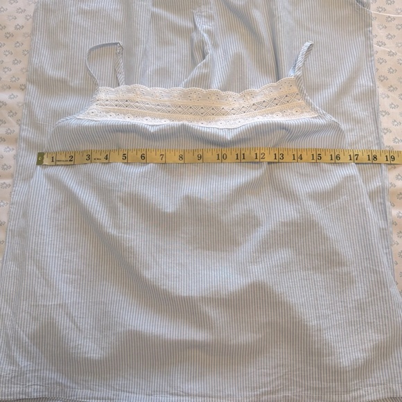 Shabby Chic Blue and White Striped Pajama Set with Lace Trim Size Medium - Picture 3 of 8